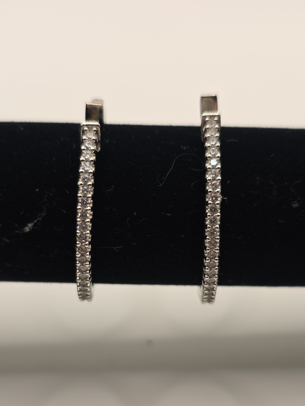 Cubic Zirconia Studded 925 Sterling Silver Hoop Earrings